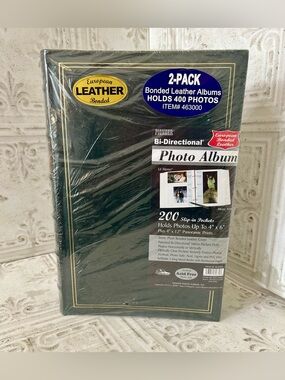 2 Pk Pioneer Le Memo Bidirectional Bonded Leather 4x6 3 Ring Green Photo Albums